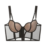Fongt Corset Women's Thin Cup Long Fish Bone Girded Body Of Beautiful Vest-Back Bosom Large Bra Display Small Sexy Bra