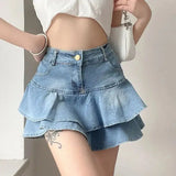Ruffled Denim Mini