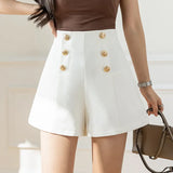 Women's Pants 2022 Summer Stretch Button Up Wide Leg Pants Women's High Waist Suit Short Women Solid Zipper Basic Sexy Shorts