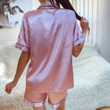 Spring Summer Women Faux Silk Pajamas