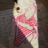 2024 New Striped Towelcloth Small Fresh Sexy Swimwear