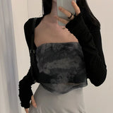 New Summer Fashion Women's Wear Ultra-Short Solid Color Slim Long-Sleeved Sunscreen