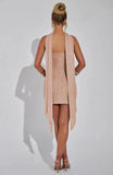 Sequin Tube Bodycon Mini Dress With Sparkle Scarf Collar-Outfit