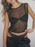 Semi Sheer Metallic Tank Top-Outfit