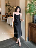 Fongt Xi Xi Summer Dress New Three-Dimensional Nail Bead High Waist Vertede Hanging Dress Senior Feeling Dress Women 88270