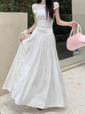 Fongt Drag Skirt Sunscreen Skirt 95Cm Female Large-Size Cake White Skirt Large Skirt Umbrella Skirt Wrinkled Skirt