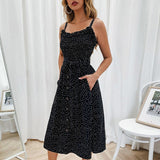 Summer Sleeveless slip Dress Women Strapless Bow Button loose bandage Pleated polka dot sundress casual Backless