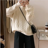 Version Qiu Dong New Round Collar Twist Pink Knit Sweater Loose Lazy Wind Sweet Autumn Female Jacket Female-Outfit