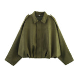 Fongt Color 2025 Spring And Autumn Leisure Tuffen Texture Collar Pilot Jacket Women B88824