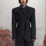 Fongt Sleeve Small Suit 2024 Summer New Temperament Senior Sense Irregular Slim Type Formal Suit Jacket Female-Outfit