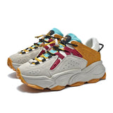 Couples Sneakers Women Men Thick Sole Running Shoes Unisex Leather Sport Shoes Comfortable Waterproof Walking