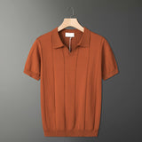 Fongt Fashion Knitted T-Shirt Men's Summer Niche Breathable Short-Sleeved POLO Shirt Korean Version Of Loose Half-Sleeved Top
