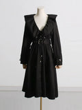Fongt Female Senior Sense Long Summer 2024 New Casual Rope V Collar Women's Small Long Coat-Outfit