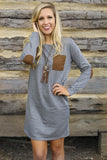 2023 New Ebay Fashion Round Collar Loose Long Sleeve T-Shirt Dress-Outfit