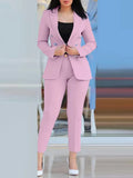 Spring Autumn Two Piece Set Women Office Tracksuits For Ladies Outfits Lapel Collar Double Breasted Blazer Suit Pants