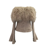 Sexy Wind Shoulder Hair Knitted Shirt Girl Short To Make Old Broken Long-Sleeved T-Shirt Top