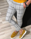 Fongt New Men's Casual Dating Men's Lattice Solid Nine-Point