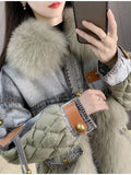 2023 Winter Down Jacket Women Oversized Coat Fluffy Faux Fur Warm Parkas Patchwork Women Waterproof