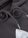 Street Bow Print Drawstring Oversized Hoodie-Outfit