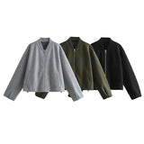Fongt 2023 New Women's Fashion Casual Card Buckle Soft Pilot Jacket 5070641-Outfit
