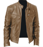 Fongt Business Gentleman Warm Zipper Open Shirt Pocket Decoration PU Leather Jacket Collar Collar Zipper Leather