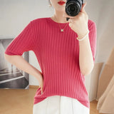 Fongt Collar Pit Bottom Shirt Women's New Slim Sweater Short Versatile Casual Sweater-Outfit