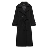 Fongt Women's Autumn Classic New Double Buckle Belt Long Hair Coat