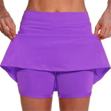 Solid Color Medium Waist Skirt, Exercise Yoga, Three-Point Shorts, Skirt Trousers.-Outfit