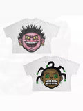 T-Shirt Hip-Hop Fun Cartoon Pattern Printing Oversized T-Shirt Original Gothic Cotton Short Sleeves-Outfit