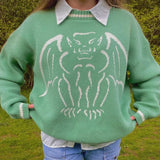 sweaters Print Streetwear Oversized Fashion Loose Knitwear Pullovers Casual Autumn Winter Knitted Jumper Sweater