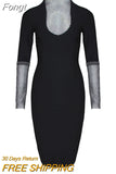 Sleeve Bandage Dress 2023 New Women's Black Bodycon Dress Elegant Sexy Evening Club Party Dress High Quality