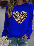 Round Neck Leopard Print Heart Printing Hooded Veet