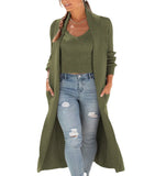 Fongt Cardigan Trench Coat Knit Loose Sweater Two Solid Color Vest Set-Outfit