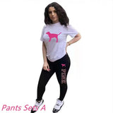 Letter Print Short Sleeves Tshirt Tops + Pants Casual Two Piece Set Summer Women Tracksuits Sport 2pcs Outfits