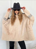 Fongt Autumn And Winter New Women's Casual Loose Long-Sleeved Hood Splicing Plush Fur Coat Women