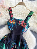 Spring New Sling Dress Seaside Vacation Tropical Printing, Shoulder Slimming And Skinny Skirt Trend-Outfit
