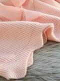 Large Collar Pink Bow Striped Knitted Sweatshirt-Outfit