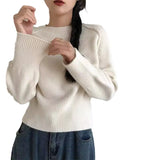 Fongt Color Sweater Women's 2024 New Autumn Winter With Thick High Waist Short Fashion High Texture Knitting Women-Outfit