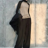 Patchwork Bottoming t Shirt Women Spring Autumn Tee Shirt Korean Turtleneck Slim Long Sleeve gray T-shirts 90s base