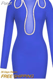 2023 New Fall Ladies Sexy Long Sleeve Turtleneck Crystal Diamond Black Tight Bandage Dress Elegant Celebrity Party