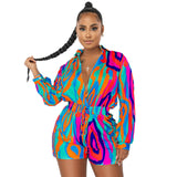 Moen Fashionable Print Shirt Collar Casual
