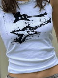 Guitar Ribbed Cropped Tank Top-Outfit