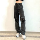 High-rise Loose-fitting Wide-leg Jeans-Outfit