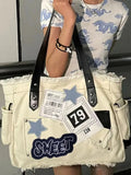 Large Sticker Canvas Bag with Star