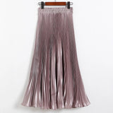Fongt Luster Polyester Pressure Folded Half Skirt Original Single Long Skirt Silk Clear Silk #8035