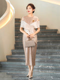 Fongt New Temperament Long-Term Cash Waist Fishtail Skirt Wedding Dress Elegant Gold Squine Mother Dress