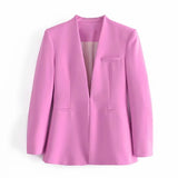 New Multi-Color Solid-Color Slimming Simple Leisure Suit Jacket 2274773-Outfit