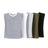 Spring Style Shoulder Pads Loose Multicolor Sleeveless Round Collar T-Shirt 0858030-Outfit