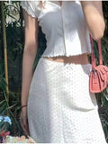 Women White Bow Ornament Mini Skirts 2023 Summer Vintage High Waist Floral Printed Female Chic Bottoms-Outfit