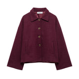 Fongt Women's ZA Autumn And Winter Street Fashion Short Shirt Collar Collar Hair Coat
